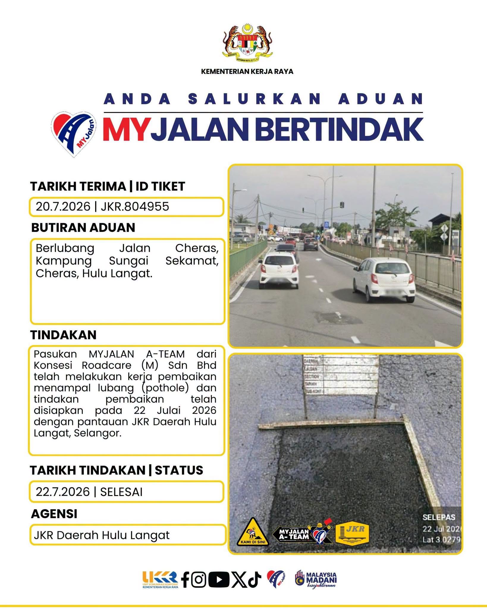 22 Julai 2026 - JKR Daerah Hulu Langat